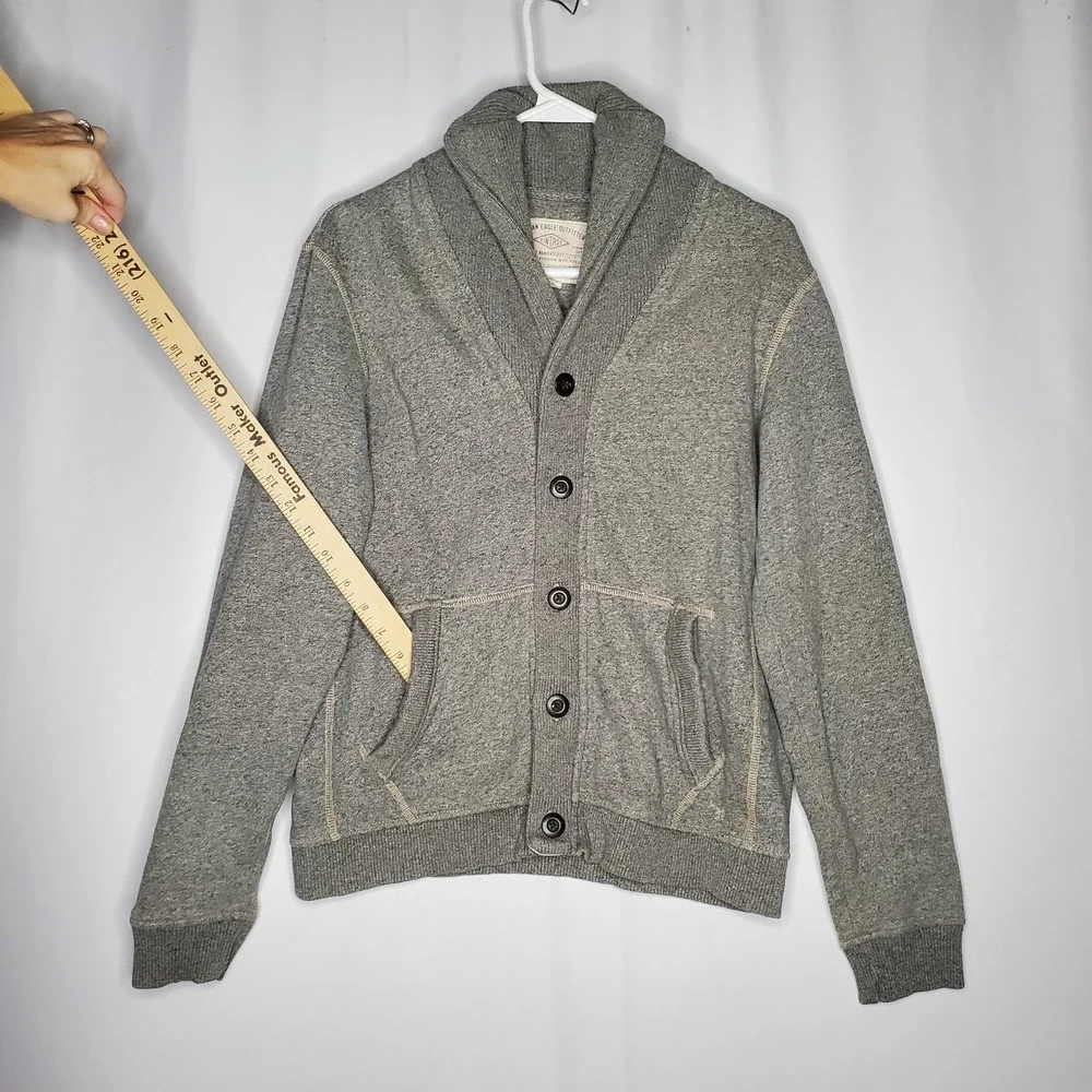 American Eagle Shawl Collar Cardigan Mens S Fleece Button Grandpa Academia 00s